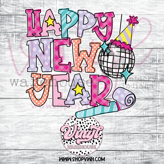 Happy New Year (Girl) - Heat Transfer Print