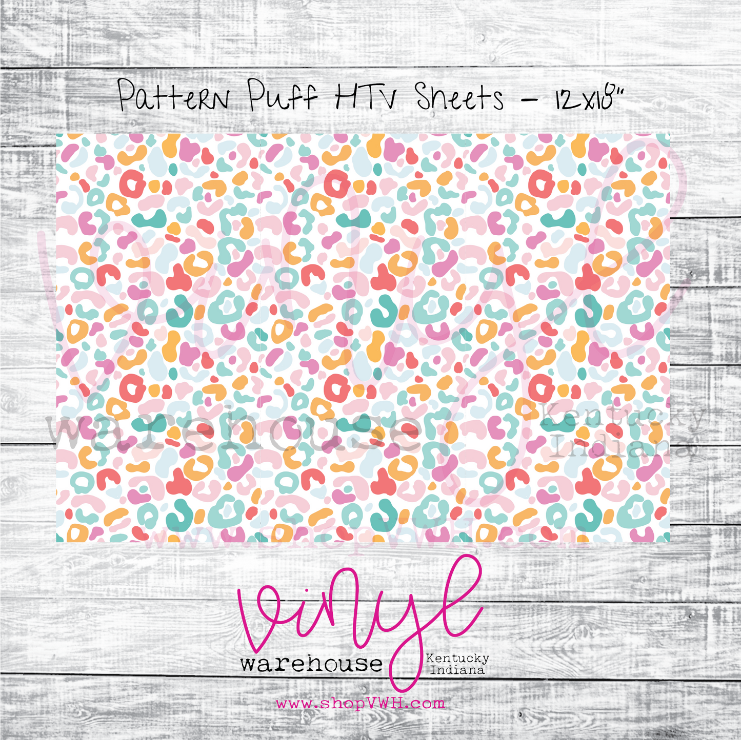 Pink Leopard Print Smiley Faces 12x12 Patterned Vinyl Sheet - iCraftVinyl