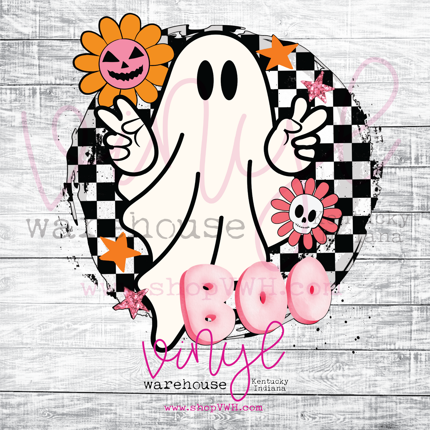 Retro Boo Ghost - Heat Transfer Print