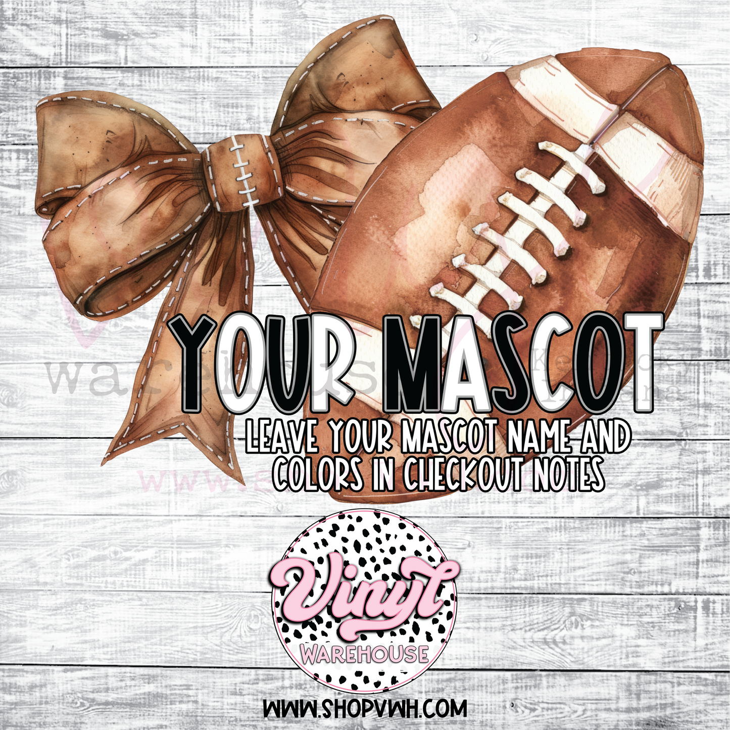 Custom Football Bow - Heat Transfer Print