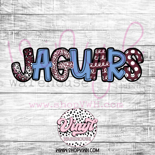 Jaguars (Doodle- Maroon/Blue)- Heat Transfer Print