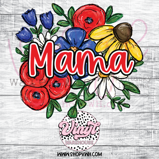 Patriotic Floral Mamas etc - Heat Transfer Print