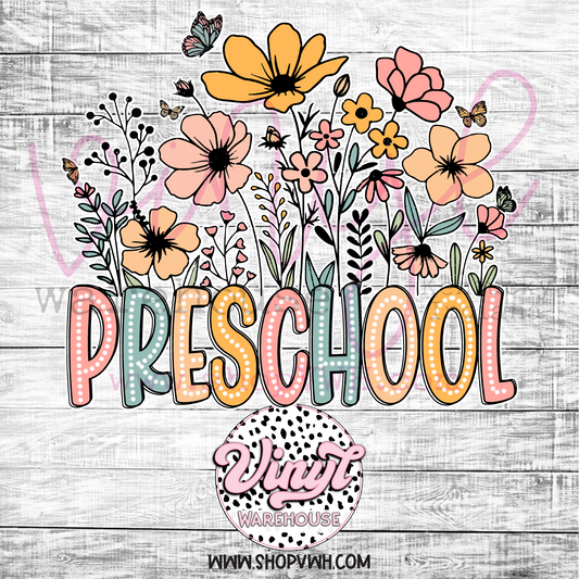 Preschool Floral - Heat Transfer Print