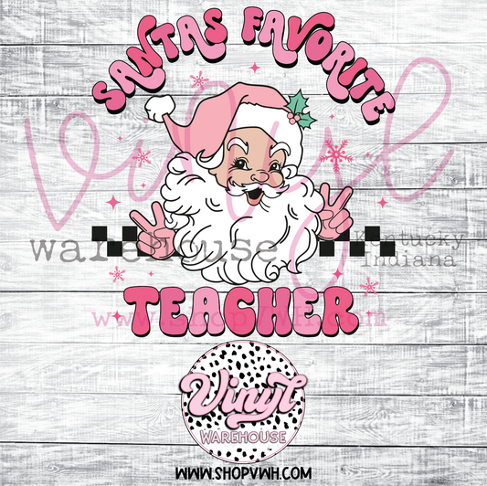 Santa's Favorite Teacher - Heat Transfer Print