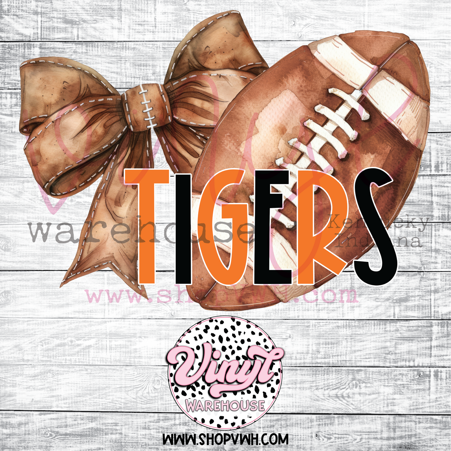 Tigers Football Bow (Orange/Black) - Heat Transfer Print