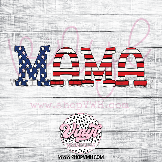 US Flag Mama - Heat Transfer Print