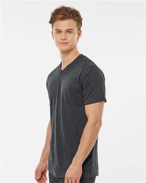 Tultex Short Sleeve V-Neck - Heather Charcoal