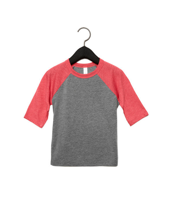 Bella + Canvas Toddler Raglan - Red Triblend Sleeve / Grey Body