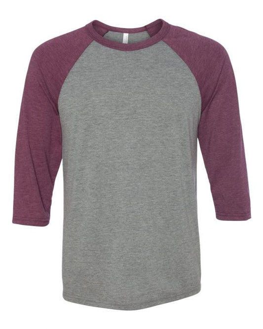 Bella + Canvas Raglan - Maroon Triblend Sleeve / Premium Gray Body