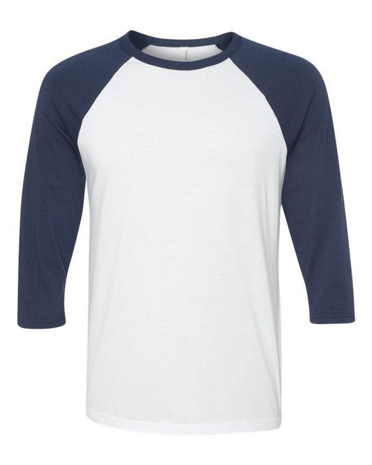 Bella + Canvas Raglan - Navy Sleeve / White Body