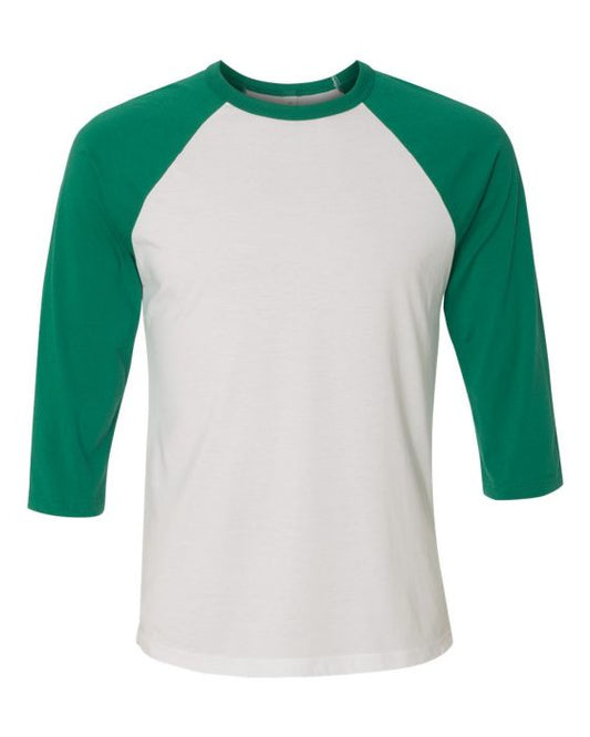 Bella + Canvas Raglan - Kelly Green Sleeve / White Body