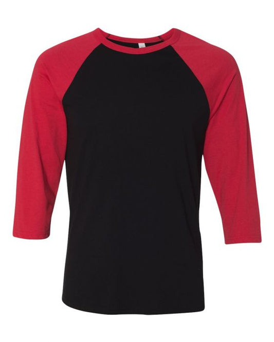 Bella + Canvas Raglan - Red Sleeve / Black Body