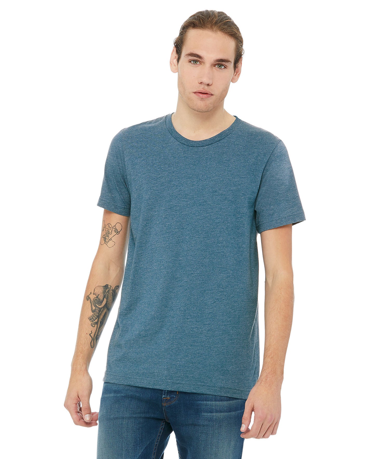 Bella + Canvas Unisex Crew Tee - Heather Deep Teal