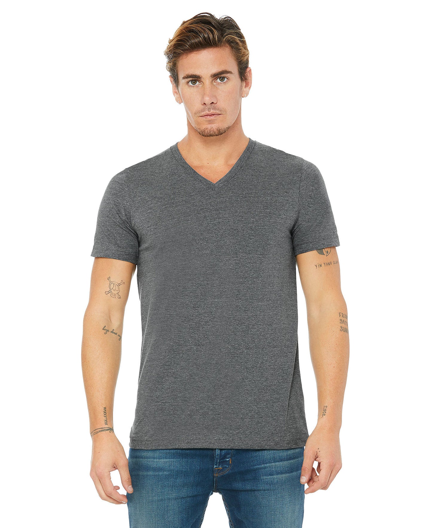 Bella + Canvas Unisex Vneck Tee - Deep Heather