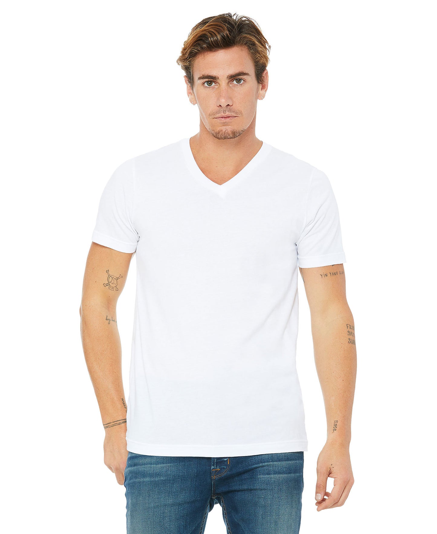 Bella + Canvas Unisex Vneck Tee - White