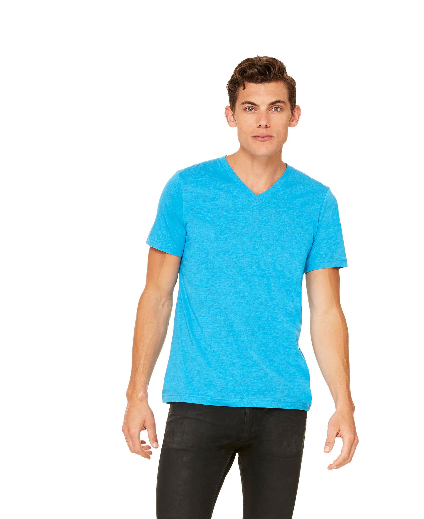 Bella + Canvas Unisex Vneck Tee - Neon Blue