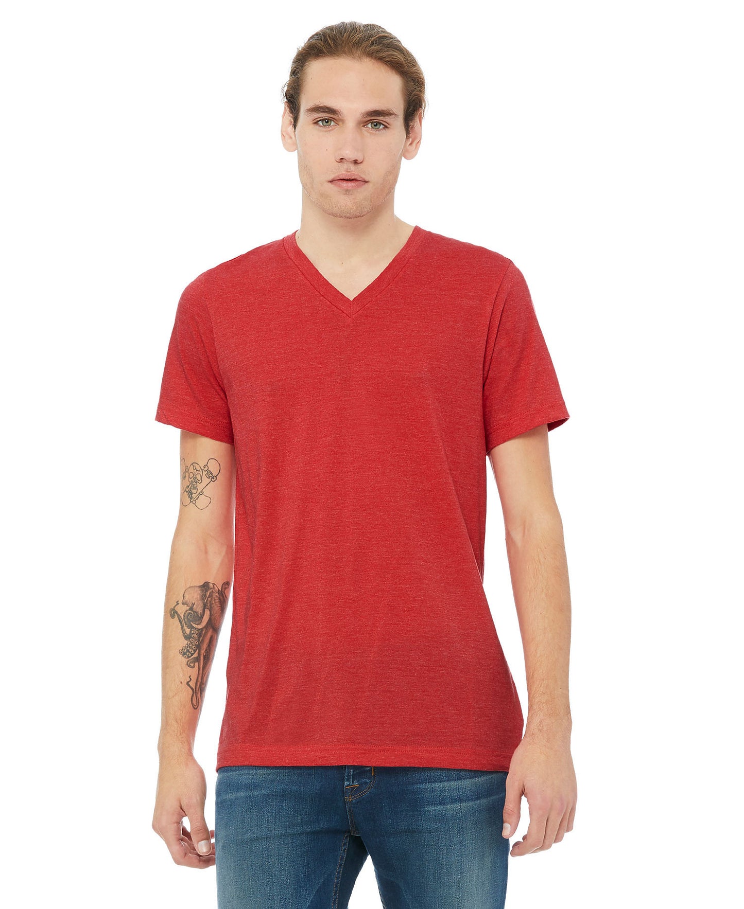 Bella + Canvas Unisex Vneck Tee - Heather Red