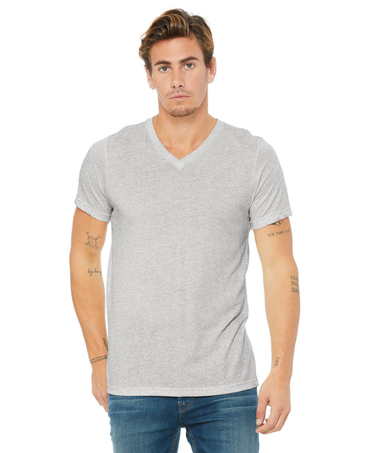 Bella + Canvas Unisex Triblend Short Sleeve VNeck Tee - White Fleck