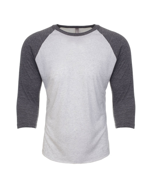 Next Level Raglan - Premium Heather Sleeve / Heather White Body