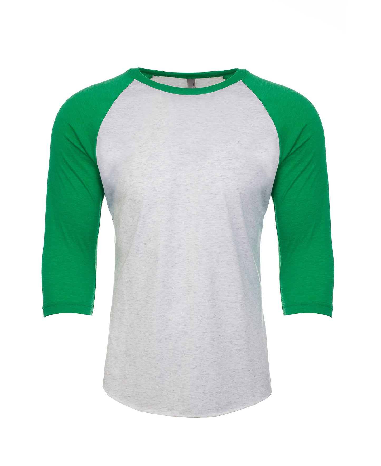 Next Level Raglan - Envy Green Sleeve / Heather White Body