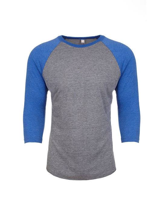 Next Level Raglan - Royal Sleeve / Premium Heather Body