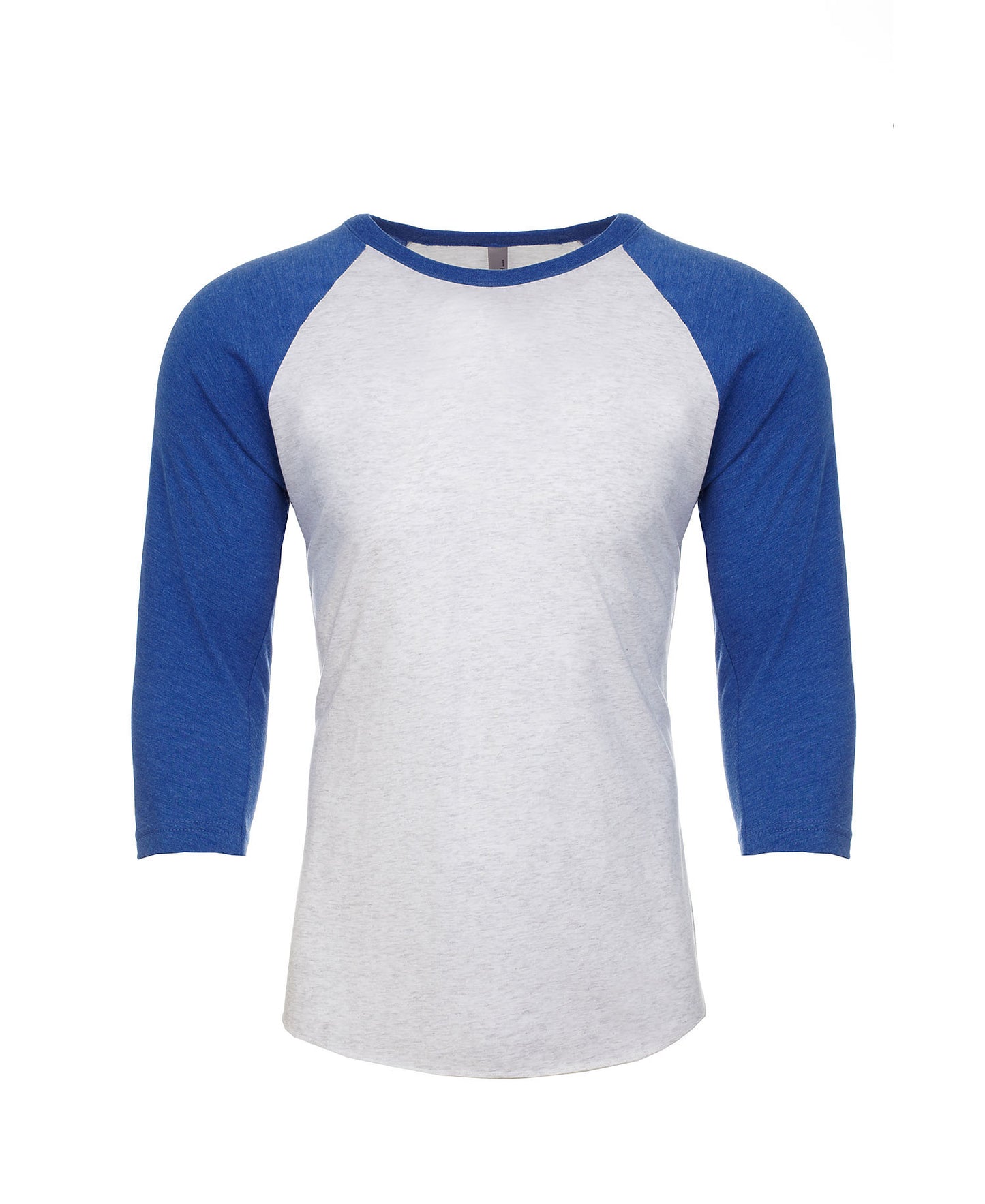 Next Level Raglan - Royal Blue Sleeve / Heather White Body