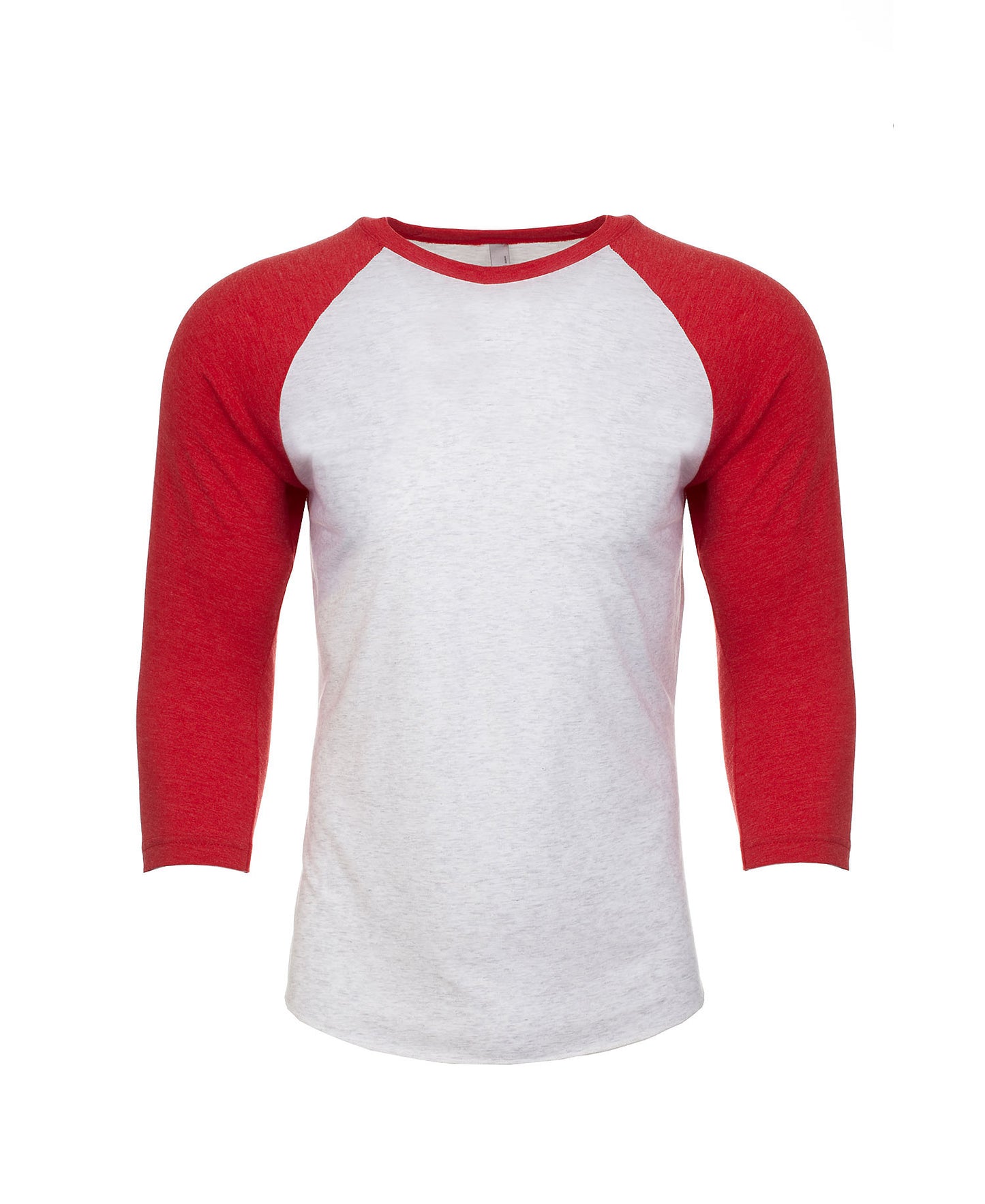 Next Level Raglan - Red Sleeve / Heather White Body