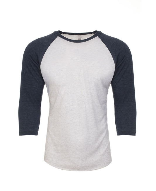 Next Level Raglan - Indigo Blue / Heather White Body