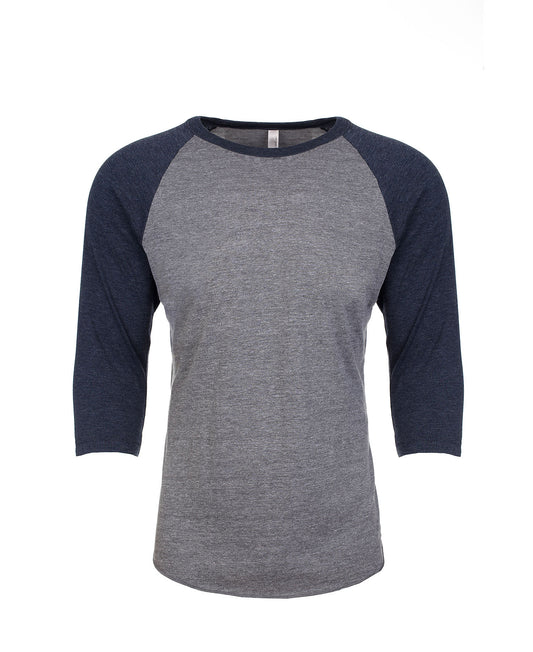 Next Level Raglan - Vintage Navy Sleeve / Premium Heather Body