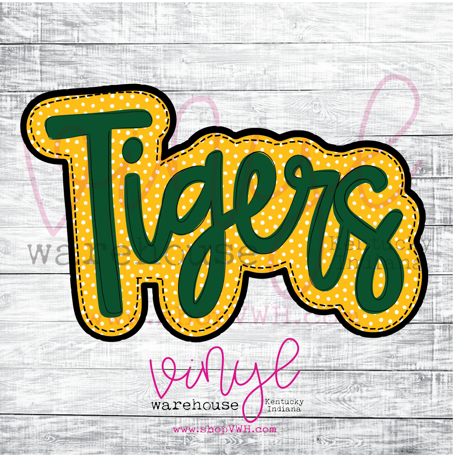 Tigers (Green/Gold/White Polka Dot) - Heat Transfer Print