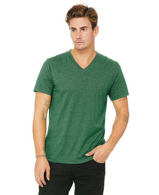 Bella + Canvas Unisex Vneck Tee - Heather Grass Green