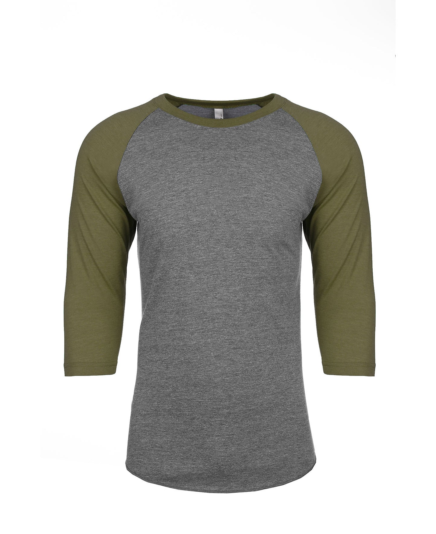 Next Level Raglan - Military Green Sleeve / Premium Heather Body